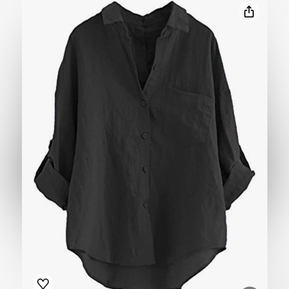 Amazon minibee women's linen blouse . Black , size XL .. true large